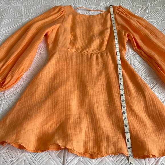 Nobody's Child Petite Zola Ballon Sleeve Mini Dress In Orange Size 6 - Picture 6 of 13